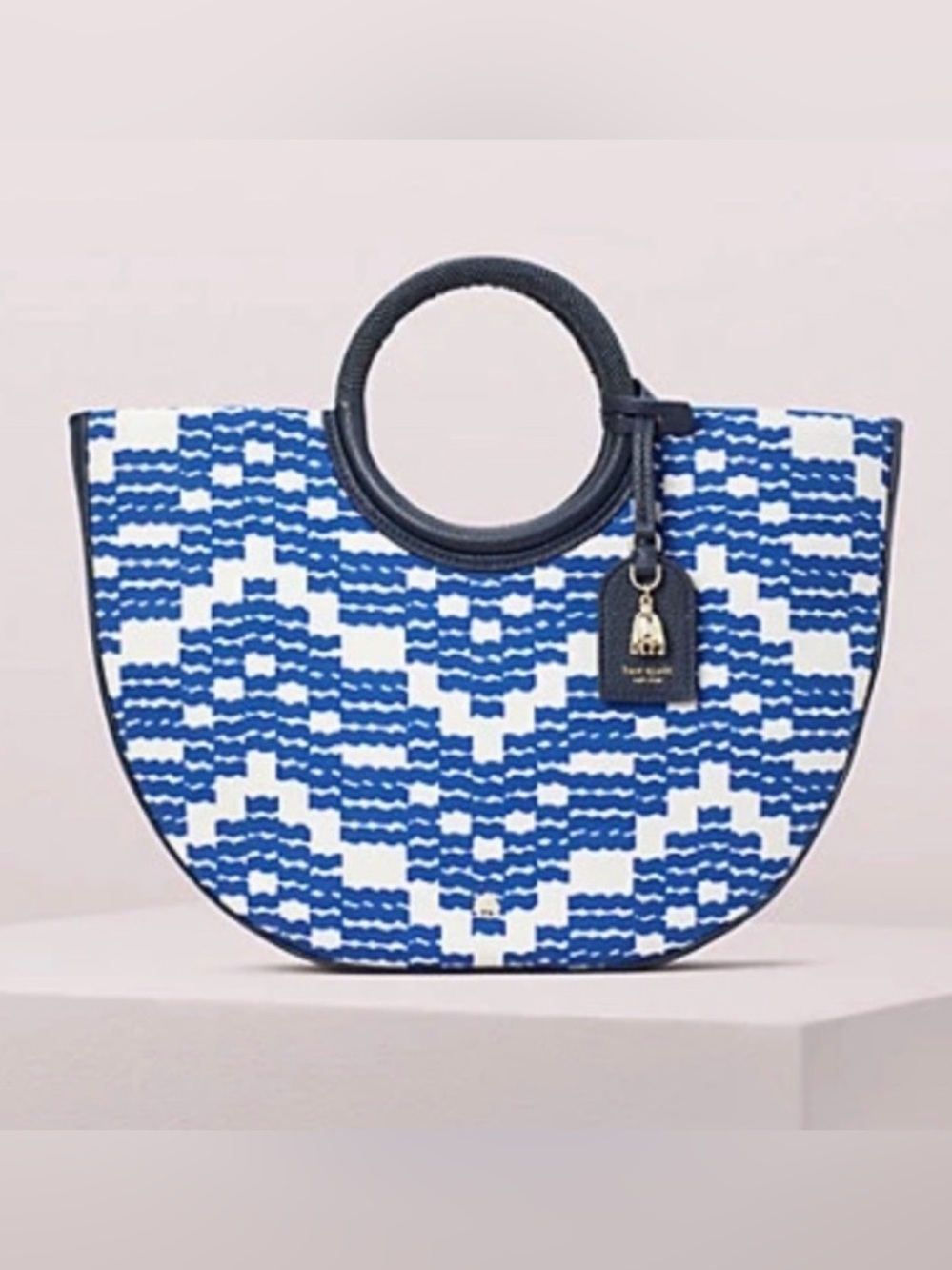 Kate Spade On Purpose Half Circle Tote Blue Wave Handbag Preppy New No Tag